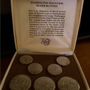 Smithsonian Institution Stieff Silver Washington Inaugural Blazer Buttons
